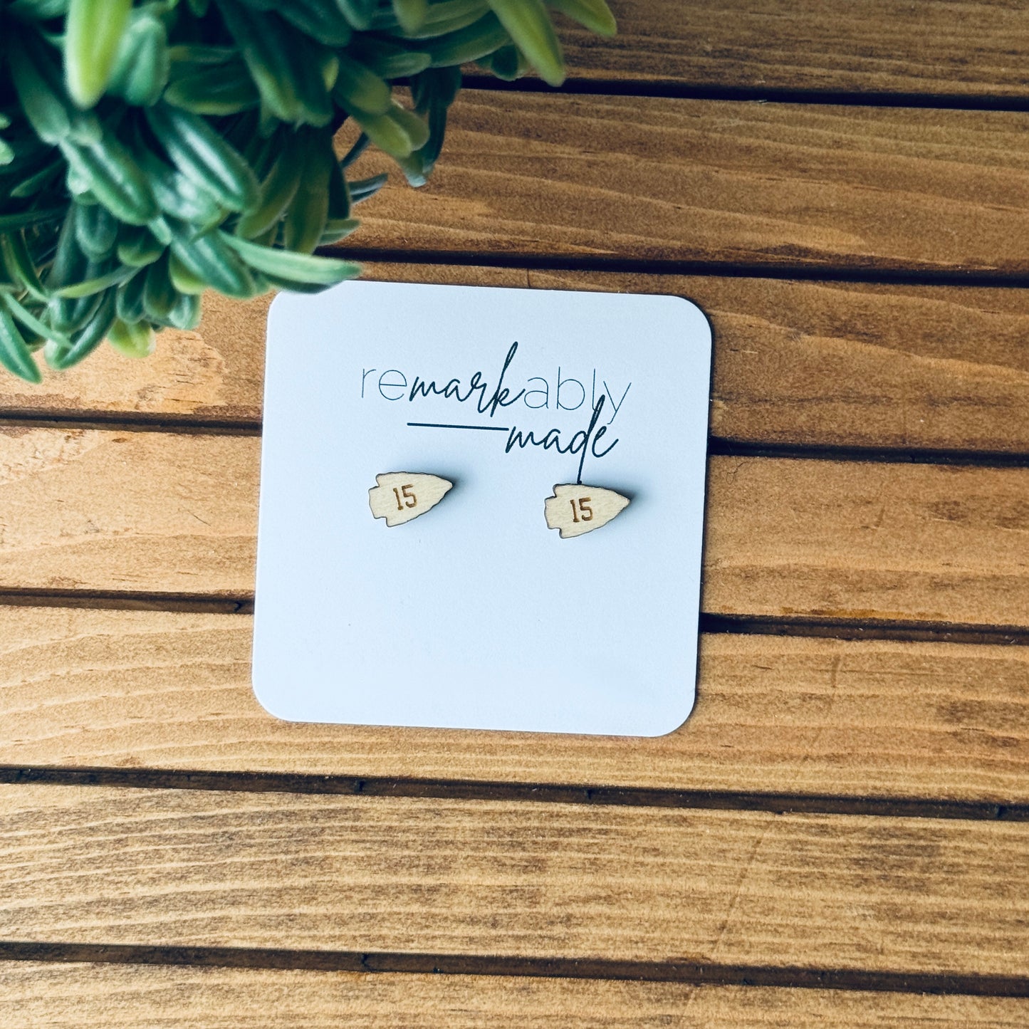 Kansas City Arrowhead #15 Wooden Stud Earrings