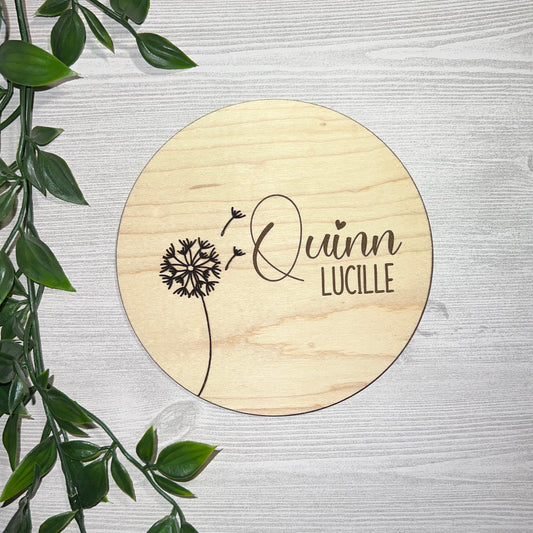 Dandelion Baby Name Announcement