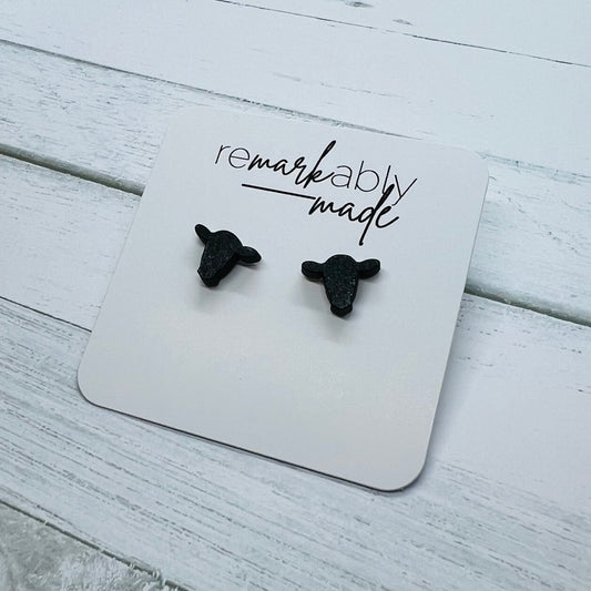 Cow Wooden Stud Earrings