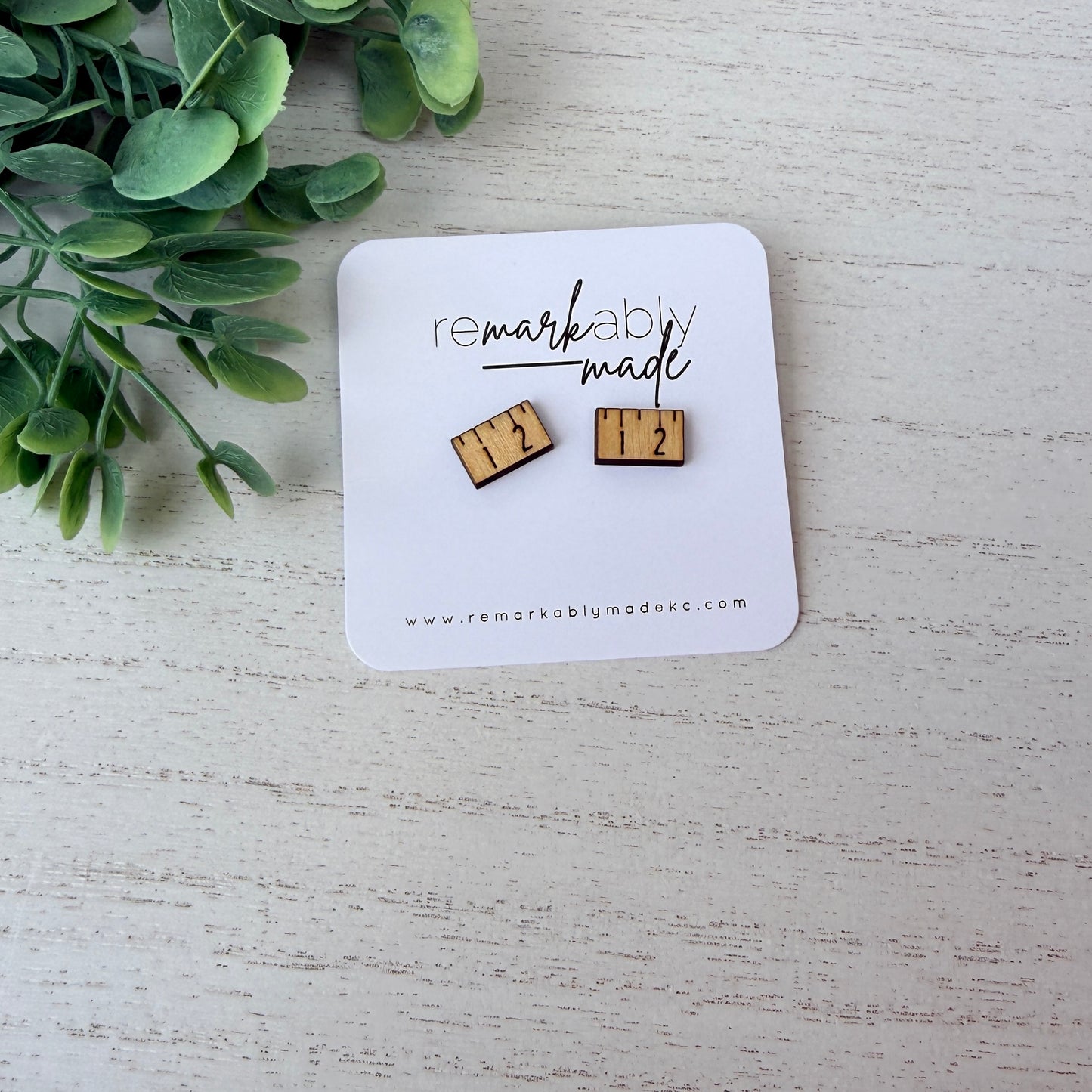 Teacher Wood Ruler Stud Earrings