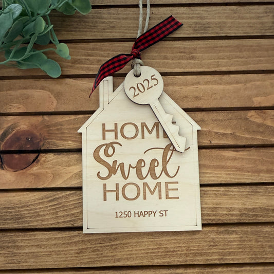Personalized home sweet home wooden ornament ￼
