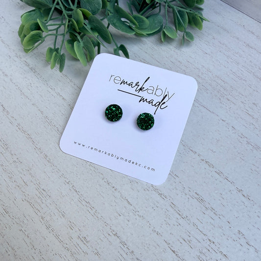 Green Glitter Acrylic Earrings