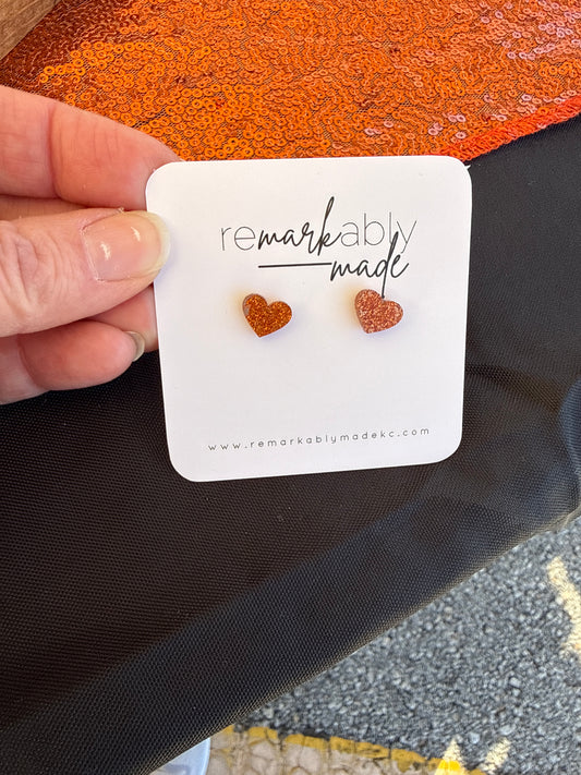 Orange Glitter Hearts