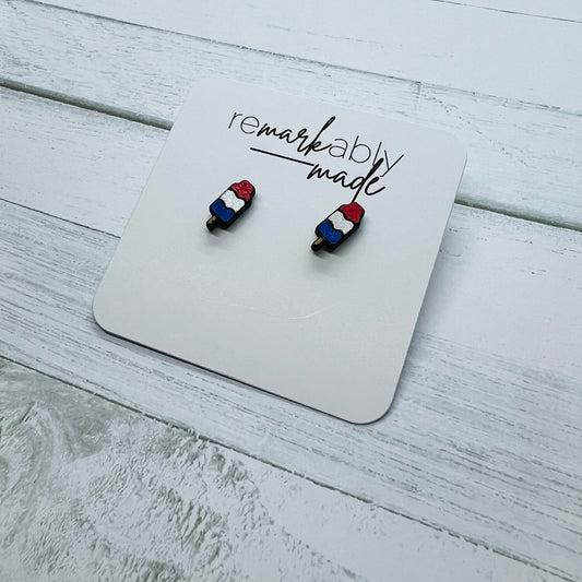 Popsicle Wood Stud Earrings