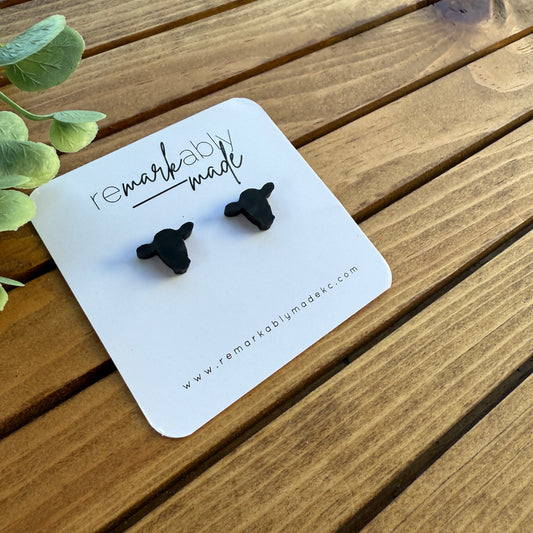 Black Cow stud earrings